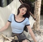 Camiseta lisa y sencilla, corta/cropped, y sin estampados