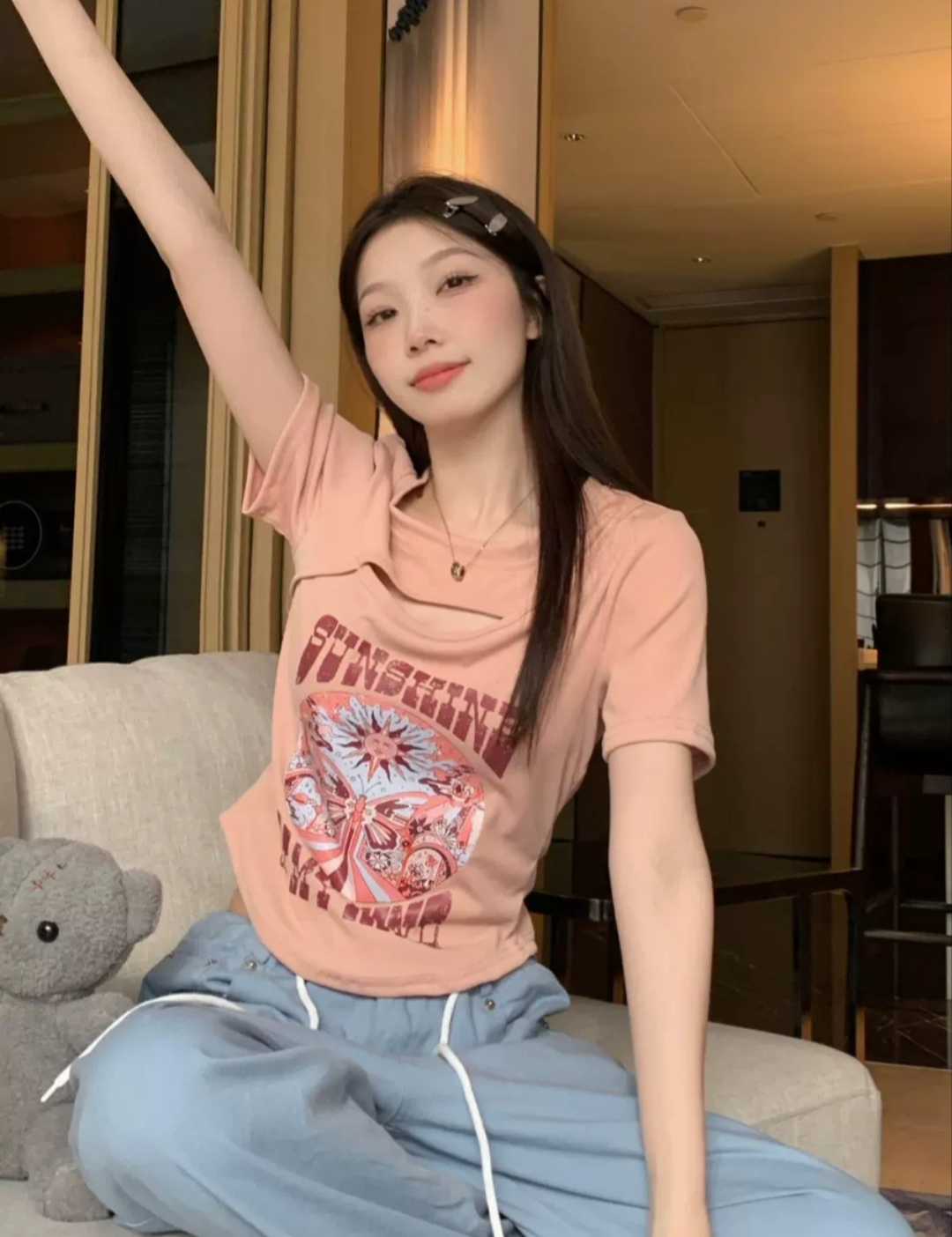 g1 Camiseta "Sunshine on my mind", con estampado único y elaborado - Image 1