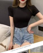 Camiseta lisa y sencilla, para mujer