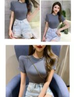 Camiseta lisa y sencilla, para mujer - Image 2