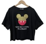 Camiseta corta/cropped con estampado de Mickey