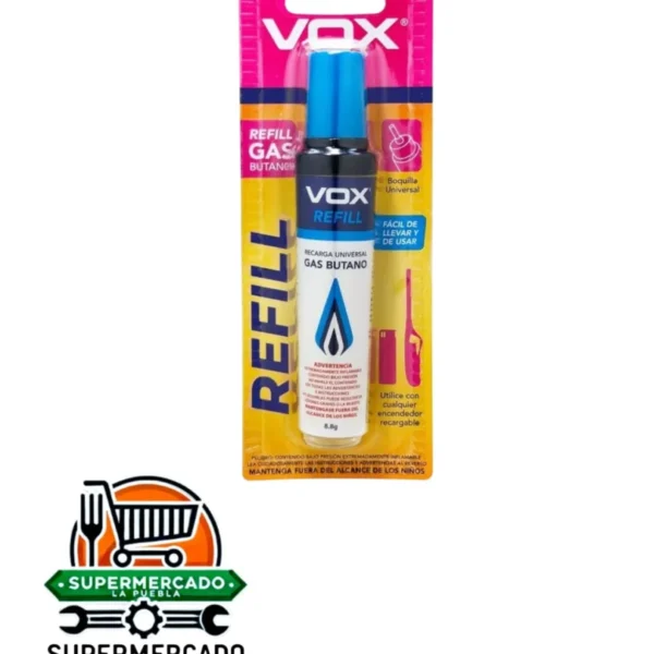 Cargador de gas butano refill líquido Vox 8.8g