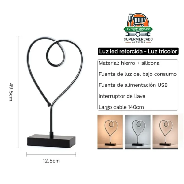 Lampara de mesa en forma de corazón