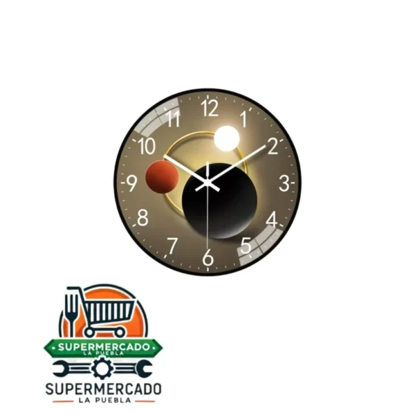 Reloj de pared 8¨ Borde negro 3 planetas