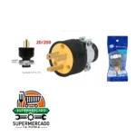 Enchufe macho 3 patas c/ abrazadera de acero Volteck