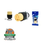 Enchufe hembra 3 entradas c/ abrazadera de acero Volteck