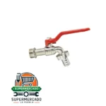 Llave de chorro metálica mango rojo con filtro de boquilla metalica