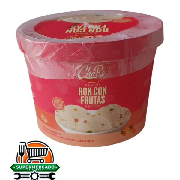Helado ron con frutas 1/2¨ galón charo 1030g