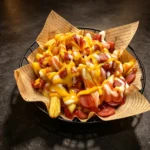 A18) Orden de salchipapas pequeñas (salsa de queso, tomate y mayonesa)