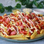 A19) Orden de salchipapas grandes (salsa de queso, tomate y mayonesa)
