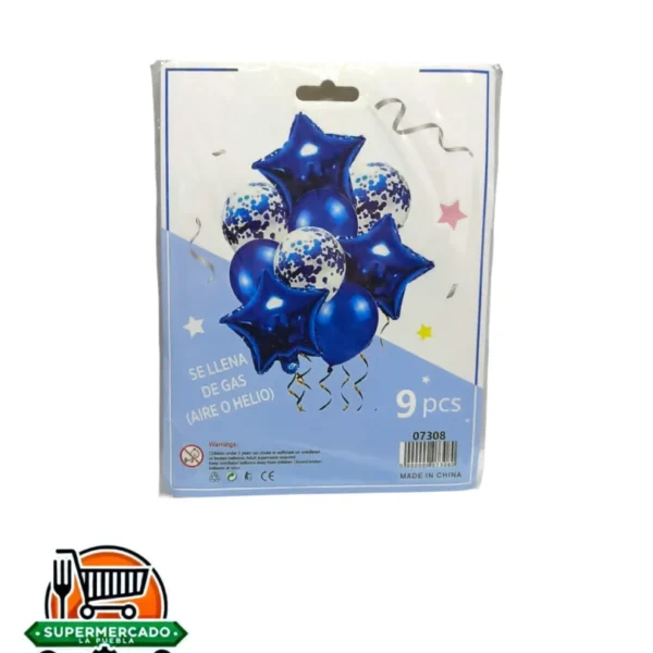 Set 9 pcs globos redondos y de estrella