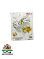 Set 8 pcs globos con letras Feliz cumpleaños