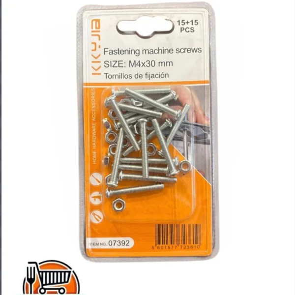 Paquete Tornillos con Tuerca 4x30mm