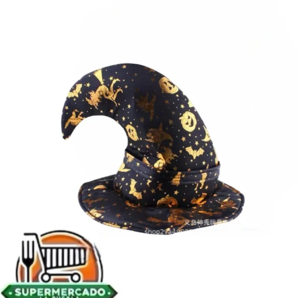 Sombrero Halloween curvo diseño calabaza con cinturon