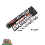 Juego 12 pcs de Ratch 1/2¨ mango rojo y negro