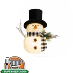 Muñeco de nieve con sombrero negro