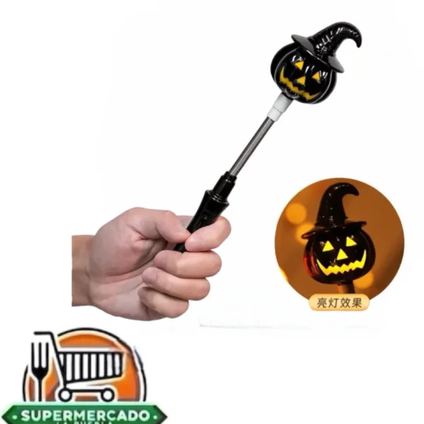 Varita halloween con luz calabaza negra
